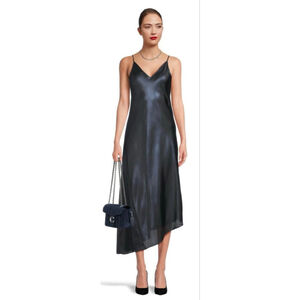 New ALL SAINTS Amos Black Asymmetrical Sparkle Slip Dress M